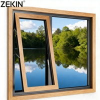 Fenêtres à auvent modernes ZEKIN, nouveau design, villa, extérieur, aluminium, verre trempé, battant, persiennes en acier inoxydable, alliage d'aluminium