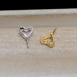 Wenchi, Dije de Corazón Chapado en Plata S925 con Aguja Recta, con 8-12 Accesorios DIY para Mujer, Base Vacía 14252, China - Product Image 2