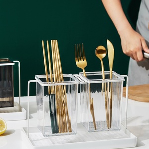 Support mural de rangement pour baguettes et cuillères, en plastique, avec égouttoir, style luxe léger, pour cuisine domestique et restaurant - Product Image 4