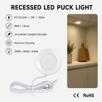 Lumière LED encastrée 2W DC12V 24V en aluminium pour sous-meuble avec connecteur DuPont