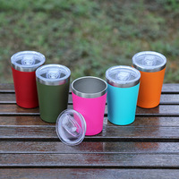Mug à lait isotherme à double paroi en acier inoxydable 304 de 9 oz/12 oz avec couvercle - Sans BPA, anti-fuite, portable pour le camping et le bureau
