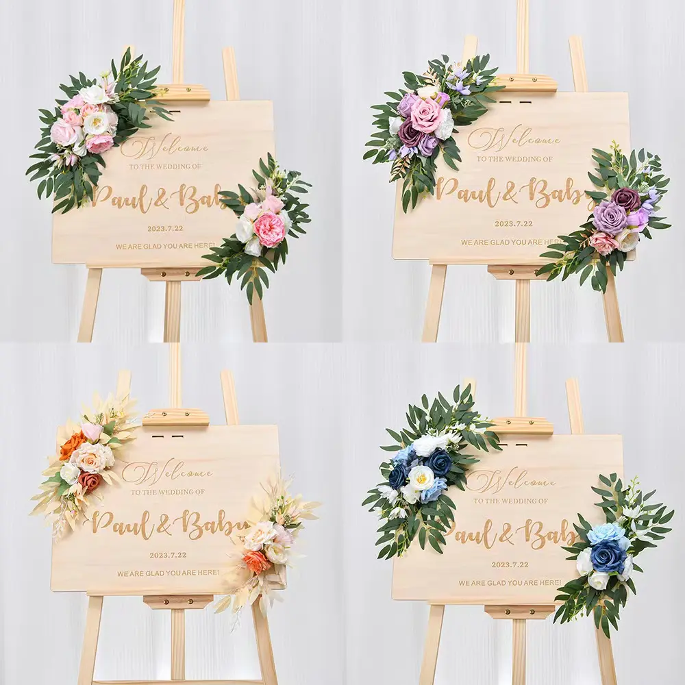 Welcome Artificial Flowers Wedding Decoration For Welcome Brand Lintel Decorated Wedding Party Scene Indicator