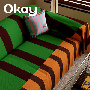 Funda de Sofá Retro a Rayas, Funda Elástica de Imitación de Lino para Sofá Doble, Cobertura Total, Tipo Almohadilla, Diseño Retro Jungle Walk - Product Image 2