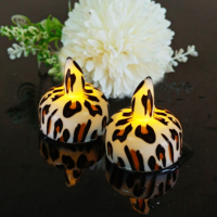 Bougies LED à imprimé léopard Bougies florales personnalisées sans flamme Faveurs d'événement de mariage en vrac OEM