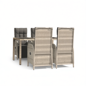 Conjunto de Comedor de Jardín de Ratán para 4 Personas, Muebles de Exterior Resistentes a la Intemperie, Estilo Contemporáneo - Product Image 1
