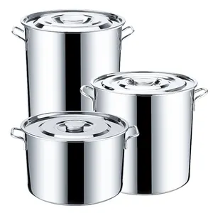 Factory Direct Sale OEM ODM Multiple Sizes Industrial Steel Heavy Duty Pots Commercial Soup Stock Pot