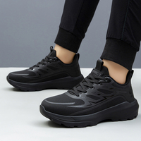 Chaussures de course en cuir PU noir pour hommes, imperméables, antidérapantes, baskets athlétiques, chaussures de sport décontractées pour l'extérieur, chaussures de marche