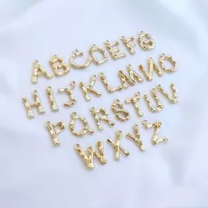 Colgante de alfabeto chapado en oro de 14k de alta calidad, accesorios de joyería, dijes con forma de letra