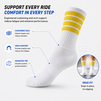 Chaussettes de cyclisme aérodynamiques Tour De France Team Edition, blanches avec rayures jaunes, chaussettes de vélo antidérapantes en silicone