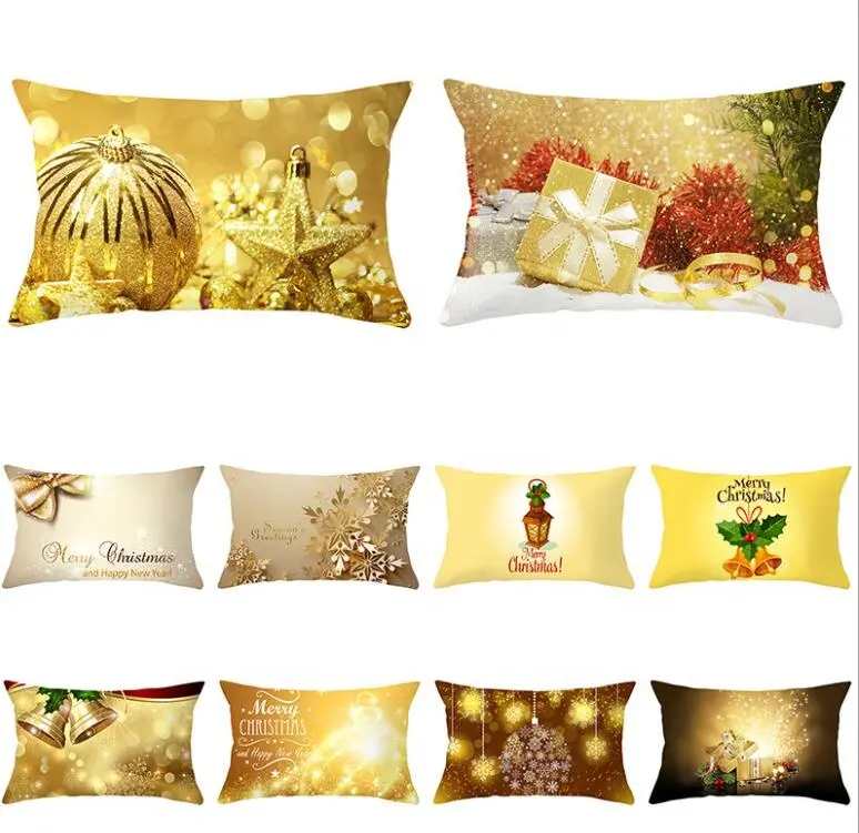 30x50cm Neue Jahr Geschenk Werfen Kissen Abdeckungen Gold Weihnachten Muster Kissen Abdeckung Für Home Sofa Dekorative Kissenbezüge