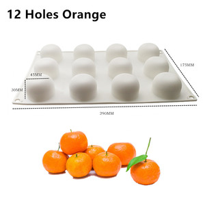 Moule à gâteau en silicone en forme de fruits, sphère ronde, 6, 8, 12 cavités, pour mousse au chocolat 3D, outils de pâtisserie DIY, qualité alimentaire - Product Image 4