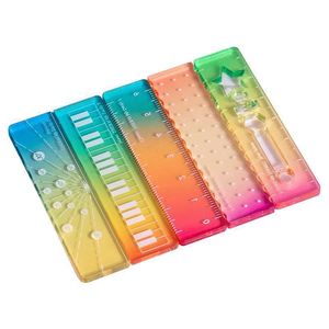 Ensemble de mini-règles en forme de palmier Mono Island, 5 styles, en acrylique transparent, règle de dessin multifonctionnelle pour les élèves du primaire - Product Image 1