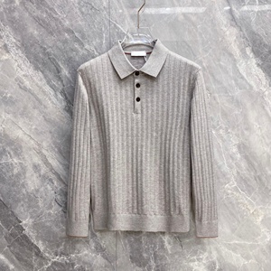 เสื้อสเวตเตอร์ถักไหมพรมผ้าฝ้ายแท้ 100% สีน้ำเงินกรมท่า สไตล์วินเทจคลาสสิก อุ่นสบาย แฟชั่นลำลอง สำหรับผู้ชาย เหมาะสำหรับฤดูใบไม้ร่วงและฤดูหนาว - Product Image 6