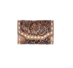 Chaînes de portefeuille à glissière en cuir véritable avec sculpture de fleurs à la main de la meilleure qualité avec style vintage pour l'été et l'hiver - Product Image 2