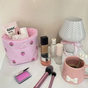 Custom Eco-Friendly Durable Winter Soft Teddy Recyclable Large Capacity Cosmetic Bags Women Travel <b>Storage</b> Bag Cute Bridesmaid - Product Image 3