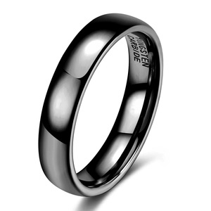Black Tungsten Steel <b>Couple</b> <b>Rings</b> 2 4 6 8MM Smooth Plain Round For Engagement Unisex Jewelry - Product Image 4