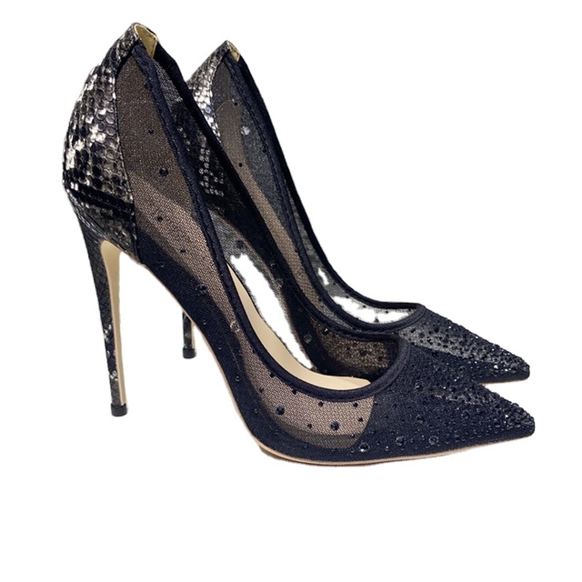 2024 Mature Elegant Women's Pumps New Hot Sale Sexy High Heels Platform Mesh Upper Anti-Slip Pointed Toe 3-5cm Heel No Lace
