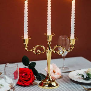 Bougeoir de table Bougeoir en métal fini or Événement Fête Mariage Et Décoration de Noël Bougeoir - Product Image 3