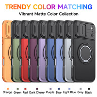 Casing Ponsel Magnetik Baru dengan Slot Kartu Geser Tersembunyi 360 °   Penyangga Cincin Putar dengan Penutup Kamera Geser untuk iPhone 17 Pro Max