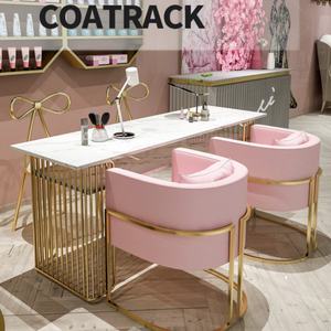 Tables de manucure modernes et luxueuses pour salon de beauté, bureau de bar à ongles en bois massif avec verre pour ateliers - Product Image 3