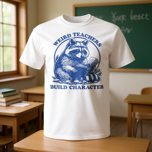 Camiseta de promoción con diseño de mapache de la serie Weird Teachers Build Character - Product Image 3