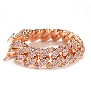 Collana <span class=keywords><strong>da</strong></span> <span class=keywords><strong>Uomo</strong></span> Placcata Oro con Diamanti Ice Out, Catena Piatta Popcorn <span class=keywords><strong>da</strong></span> 15mm, Garanzia di Qualità, per Anniversario - Product Image 4