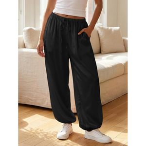 Pantalon Harem en Satin Personnalisé pour Femme, Taille Élastique avec Cordon de Serrage, Coupe Ample Décontractée, Idéal pour l'Entraînement, avec Poches - Product Image 2