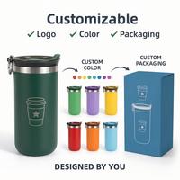 Tasse de voyage isotherme en acier inoxydable 450 ml personnalisable avec logo et poignée boucle – Meilleure vente