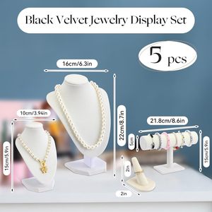 Custom Microfiber Leather Metal Frame Jewelry Display Sets Stand Mannequin <b>Necklace</b> Bracelet Props for Luxury Store Window - Product Image 6