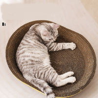 Lit et tapis à gratter ovales pour chat, en papier antidérapant, pour chats et chatons d'intérieur, édition de Noël