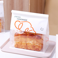 Sac à pain en papier kraft avec fenêtre transparente, fermeture à lien métallique blanc, fond plat, impression de logo personnalisé, emballage pour pain au lait, utilisation en boulangerie
