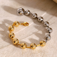 Bracelet classique en acier inoxydable à perles rondes, résistant à l'usure, hypoallergénique, vintage, accessoires de mode unisexes de qualité supérieure