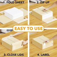 Organisateur de draps pliable à marque privée avec fenêtre et étiquettes, conteneur de rangement pour draps de lit