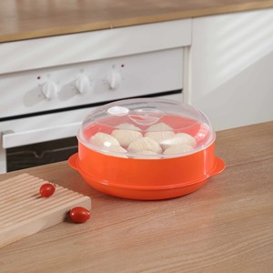 Vaporera de microondas de doble capa, vaporera de plástico naranja para panecillos, tazón de arroz con tapa de vidrio, ecológica, para uso doméstico - Product Image 2