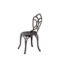 Chaise de table de terrasse en fonte d'aluminium noire de luxe durable 3 pièces meubles de jardin empilables ensemble de bistro d'extérieur