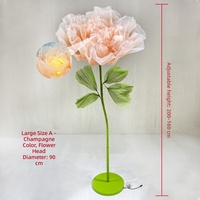 Fleurs de décoration de scène de mariage lumineuses à ouverture/fermeture automatiques Pivoine & Rose avec voile en gaze