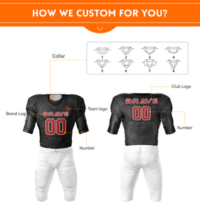 Ensemble de maillots de football américain personnalisés à manches courtes pour compétition, coupe ajustée, style universitaire - Product Image 2