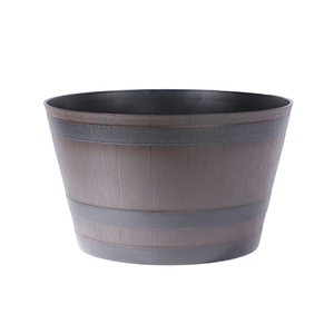 Maceta de plástico <span class=keywords><strong>con</strong></span> diseño de <span class=keywords><strong>madera</strong></span> para jardín, cubo decorativo para interior, estilo rústico, macetero de barril de vino, hecho de fábrica - Product Image 5