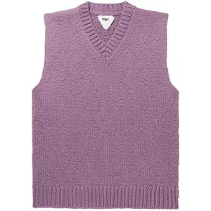 豪华现代四角形紫色V领素色定制毛衣背心男士开衫羊毛衫羊毛衫