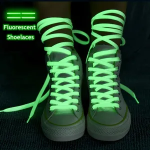 Tali Sepatu Sneakers Datar Bercahaya, Tali Sepatu Kanvas Menyala Dalam Gelap LED Berpendar