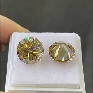 Champagne Gold Round Moissanite Diamonds 1 To 6 Carats For Jewelry Making With Certificates And Girdle Inscriptions - Product Image 2
