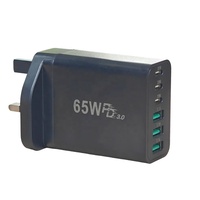 Chargeur mural multiport HNT GaN PD 65W avec prise UK/US/UK/JP, 6 ports USB, charge rapide type C pour iPhone, vente en gros au Royaume-Uni