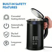 Bouilloire électrique 1,5 L avec contrôle de température 40 60 90 100 ℃   Bouilloire en acier inoxydable avec affichage LED et fonction maintien au chaud