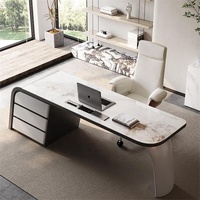 Bureau de direction convertible de luxe en pierre frittée, table de bureau moderne pour la maison avec tiroir, mobilier écologique et durable