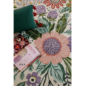 Tapis floral vintage moderne en laine à poils bas antidérapant, lavable en machine, pour la maison, la chambre à coucher, la salle à manger, la salle de jeux pour enfants - Product Image 3