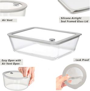 4-Pack Microwavable Glass Food Storage Containers with Lids for Kitchen <b>Camping</b> Use Dishwasher Safe Eco-Friendly Printed Design - Product Image 2