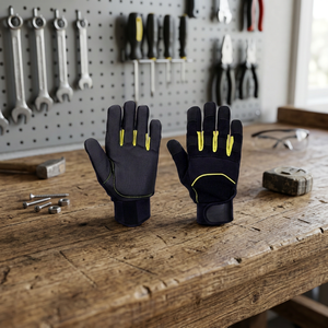 JNA GROUP Black PU Safety <b>Gloves</b> Textured Fingertips 4 Mil Thickness <b>Silicone</b>-free Elastic Wristband Anti-Slip General Purpose - Product Image 3