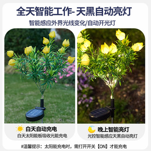 โคมไฟนางฟ้าพลังงานแสงอาทิตย์การ์ดีเนียไลท์ IP44 กันน้ำ LED โคมไฟดอกไม้กลางแจ้งสวนลานสนามหญ้าตกแต่ง - Product Image 5