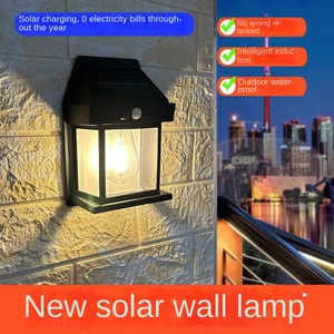 Nueva lámpara de noche pequeña para exteriores, lámpara de pared Solar de tungsteno de acero inoxidable impermeable para jardín, Villa, patio, iluminación de inducción - Product Image 4
