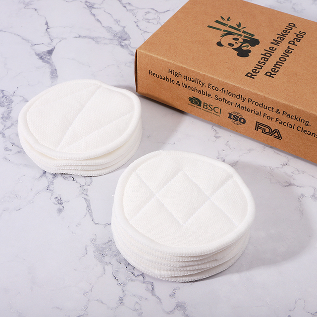 Natural Bamboo Cotton Pads Reusable 3-Layer 8cm Diameter Makeup Remover Cleaning Pads for Face